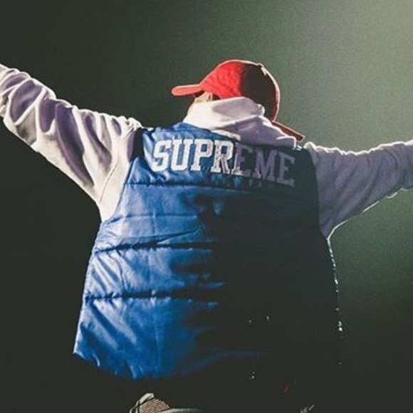 🔥 CHAMPION x SUPREME Puffy Blue Vest MEDIUM - Picture 8 of 8